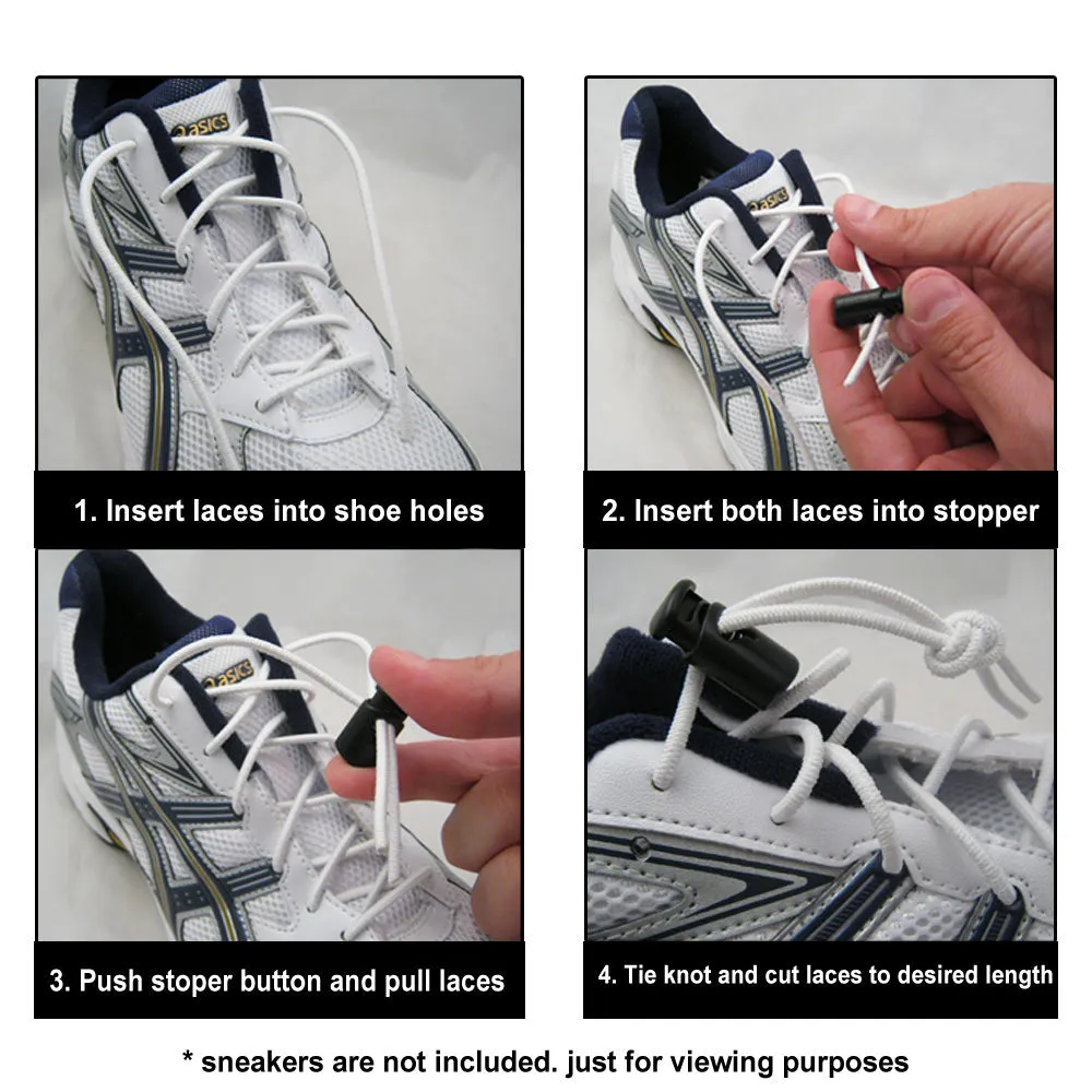 3 Pc No Tie Shoelaces Elastic Lock Running Shoe Laces Jogging Canvas Sneakers