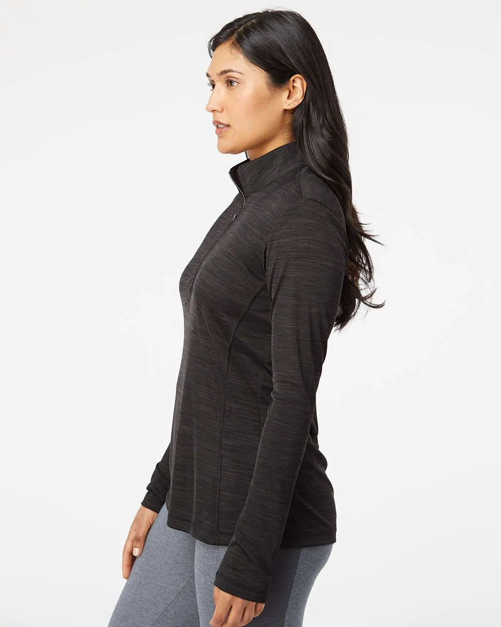 Adidas A476 Women's Lightweight Mélange Quarter-Zip Pullover