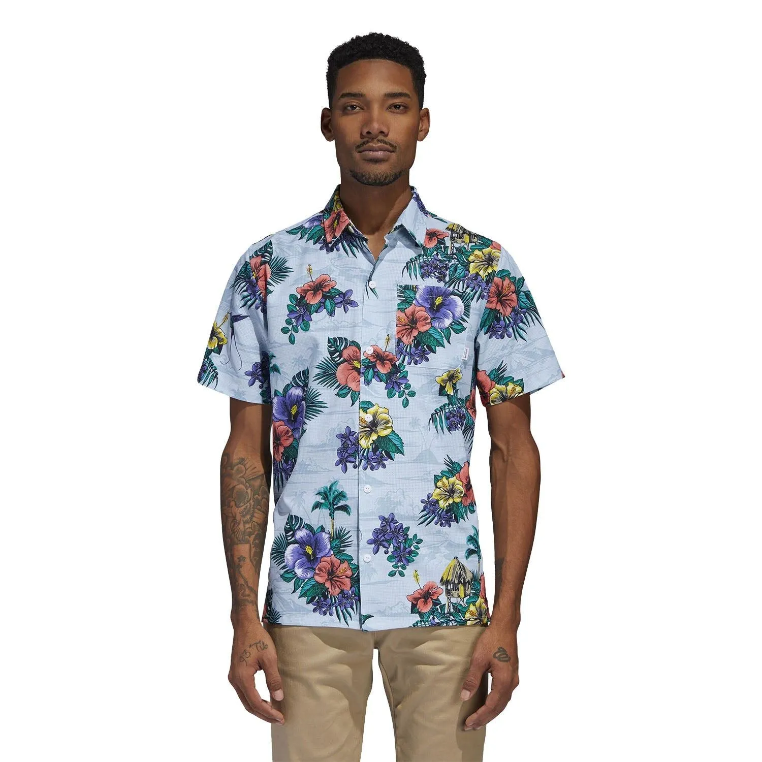 adidas Originals Aerotech Floral Button-Up Shirt - Blue