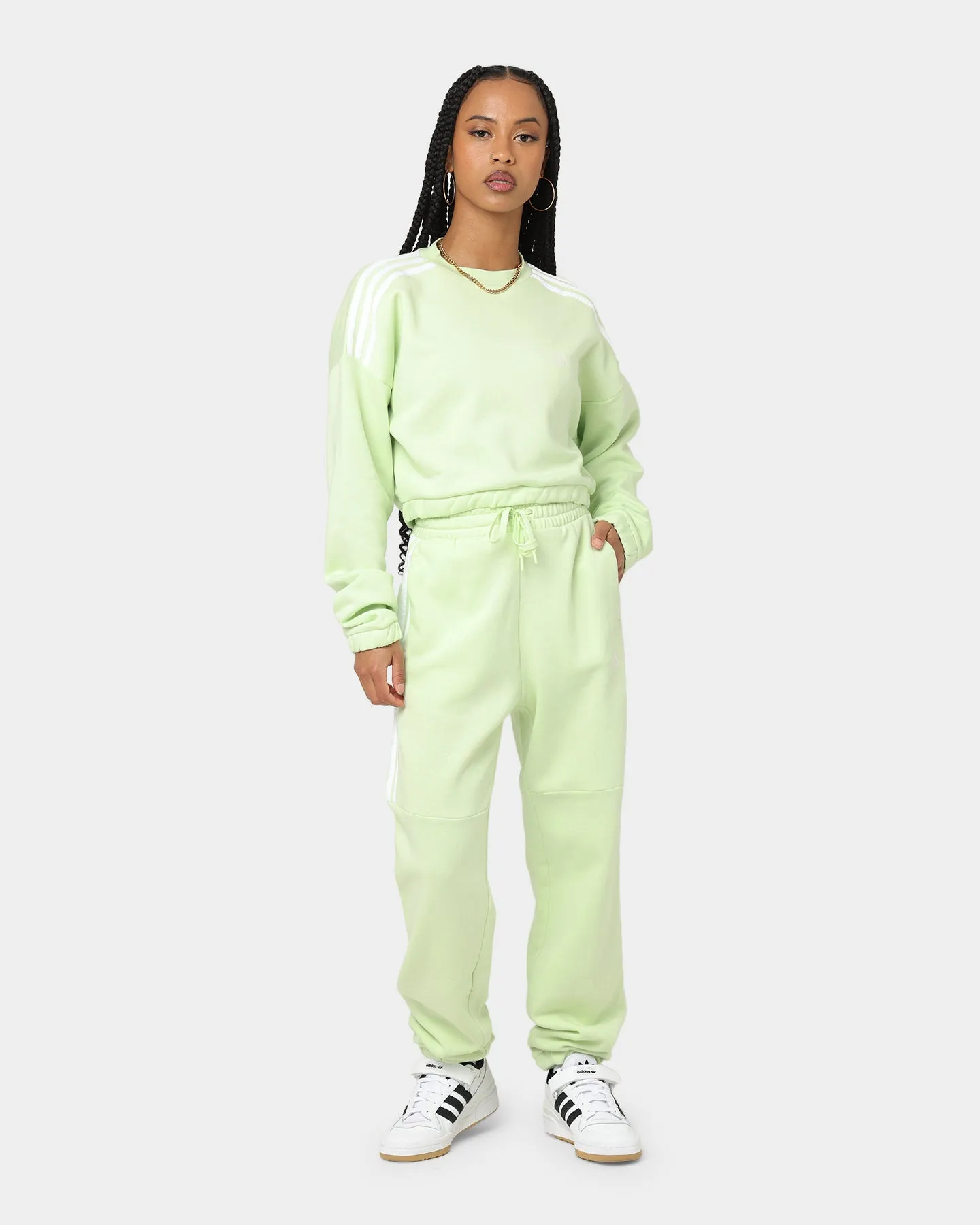 Adidas Women's Hyperglam High Rise Sweat Pants Almost Lime