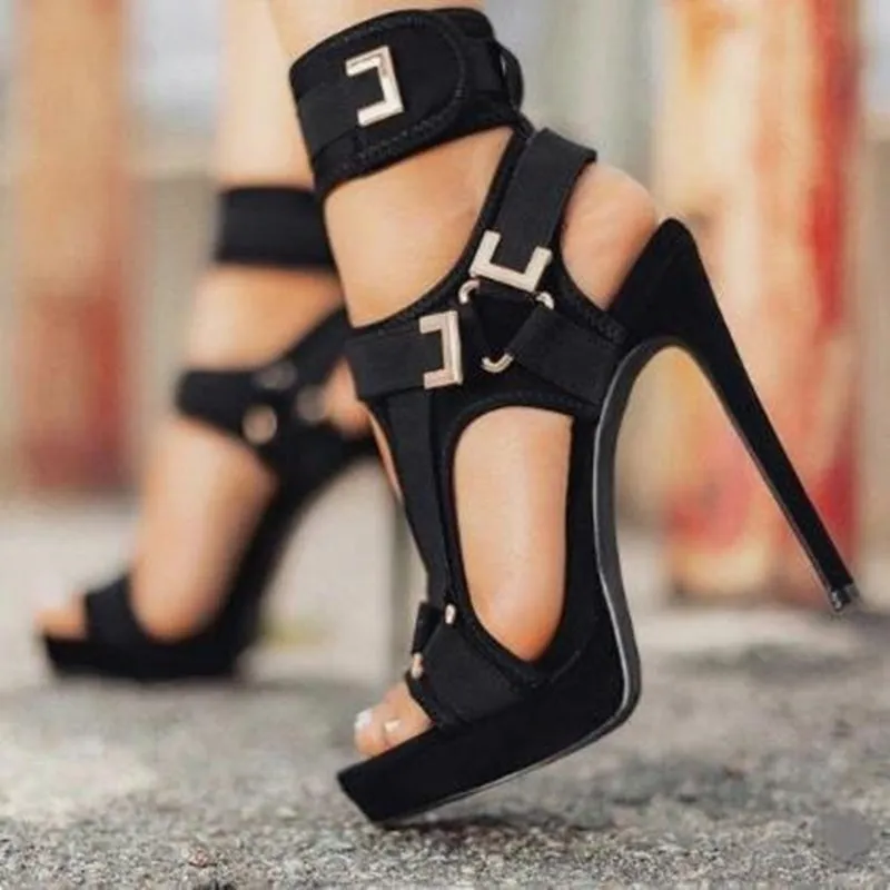 Amozae Big Size 34-43 Brand New Ladies Thin High Heels Gladiator Sandals Platform Summer Sandals Women Party Shoes Woman