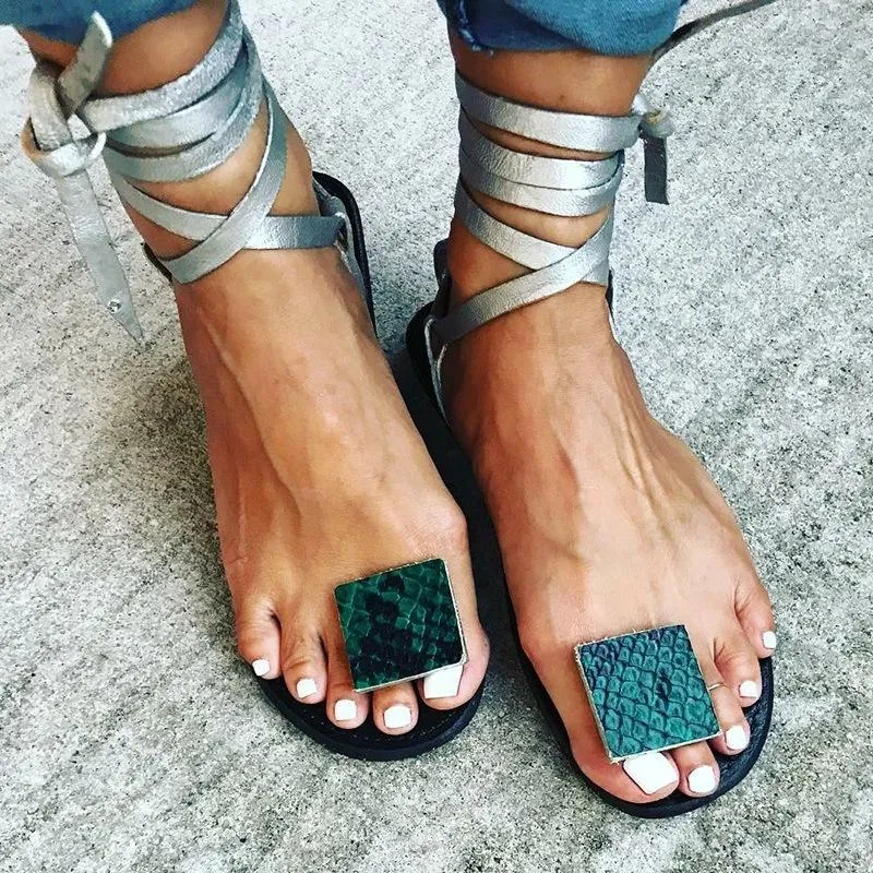 Ankle lace-up sandals flip flops sandals