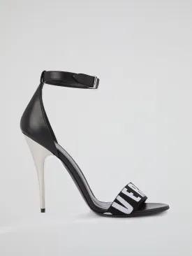 Black Logo High Heel Sandals