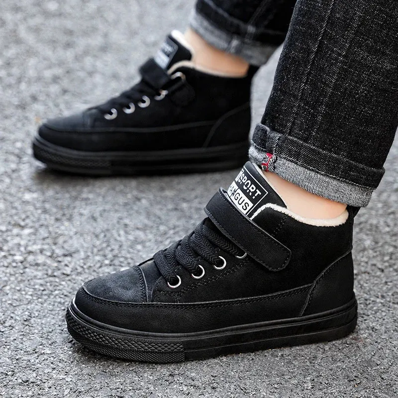 Boys Hook And Loop Velvet Warm Fur Snow Sneakers