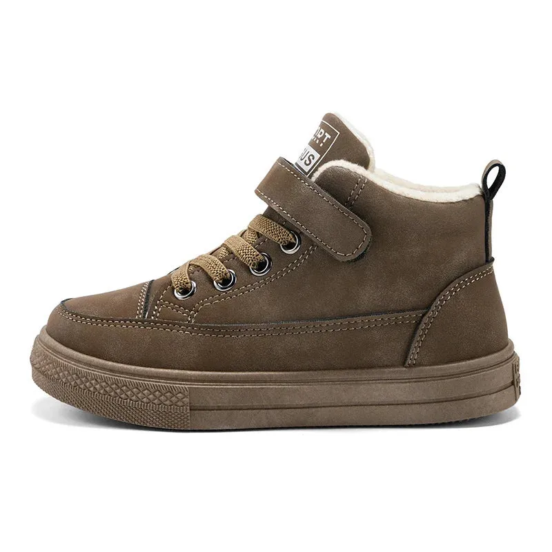 Boys Hook And Loop Velvet Warm Fur Snow Sneakers