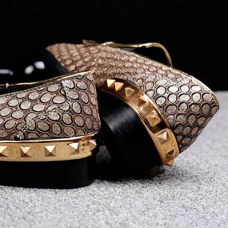 British Handmade Tassel Men Leather Loafers Gold Silver Rivet Party Dress Shoes Men Slip on Casual Shoes Big Size