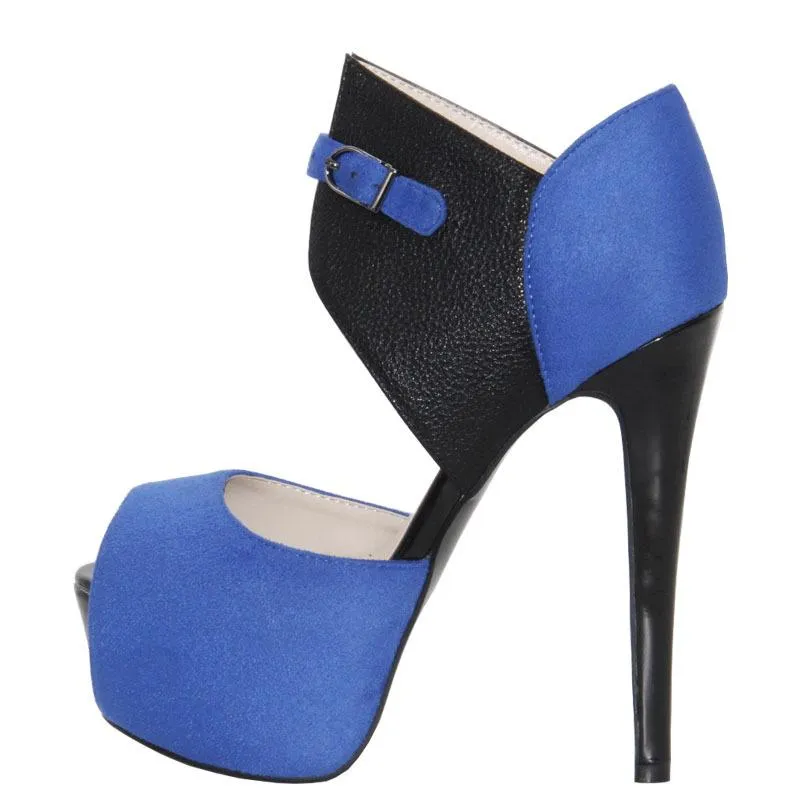 Casual Peep Toe Platform High Heel Patchwork Sandals