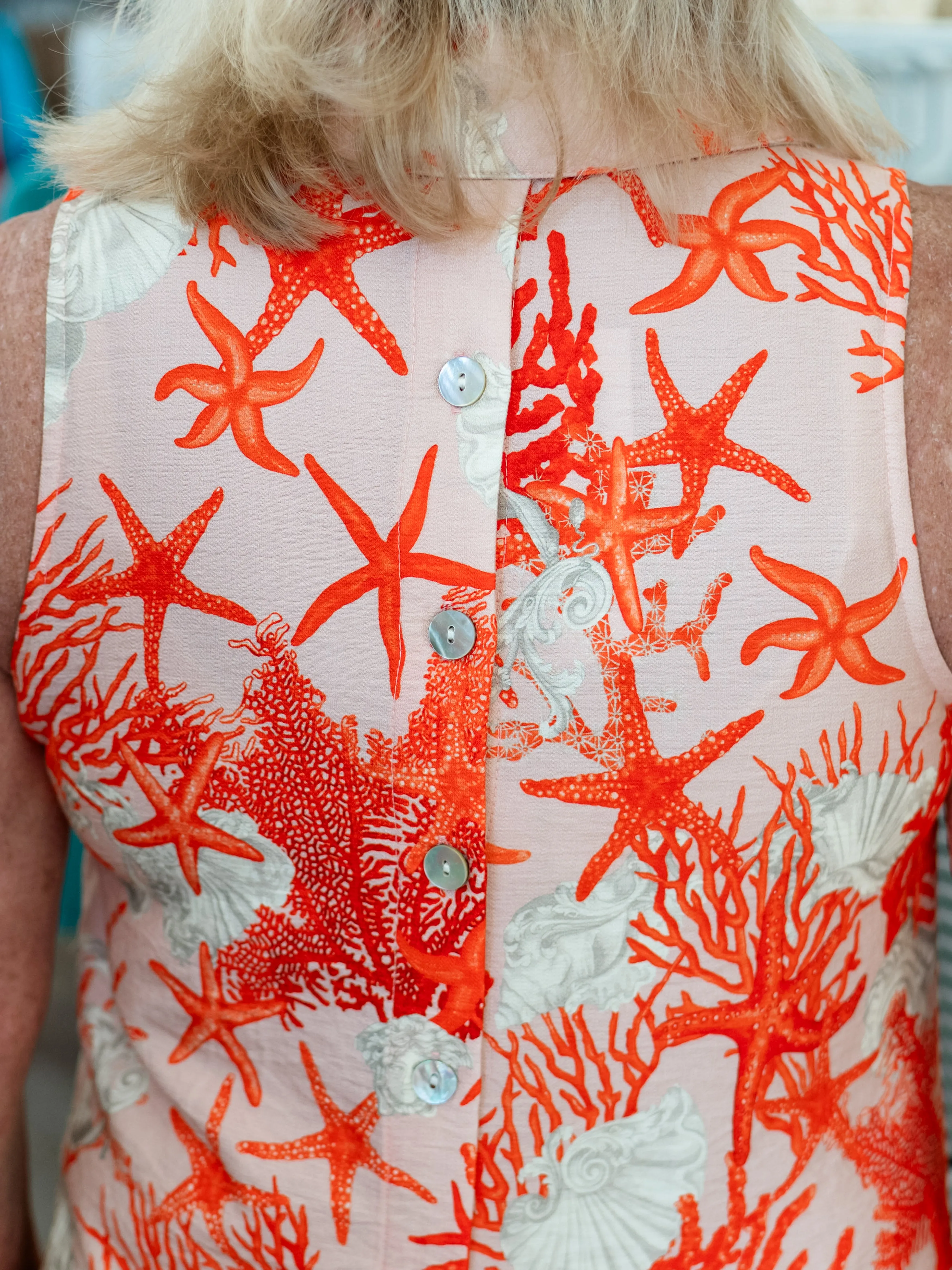 Coral Sleeveless Button Down Dress by Boho Chic