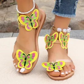 Cute butterfly decor toe ring sandals