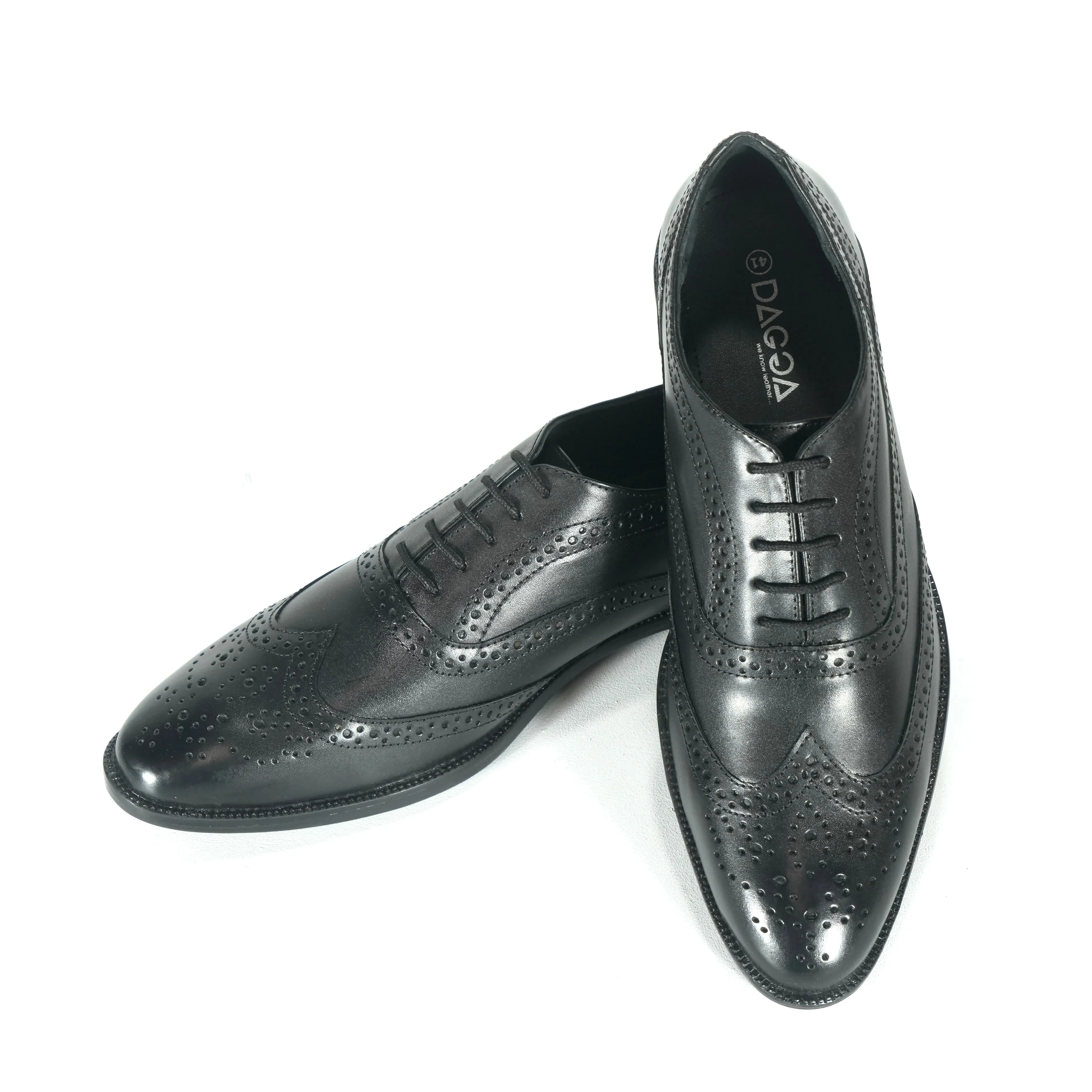 Dagga Men's Black / Brown Oxford Brogue Casual Cum Formal Leather Shoes
