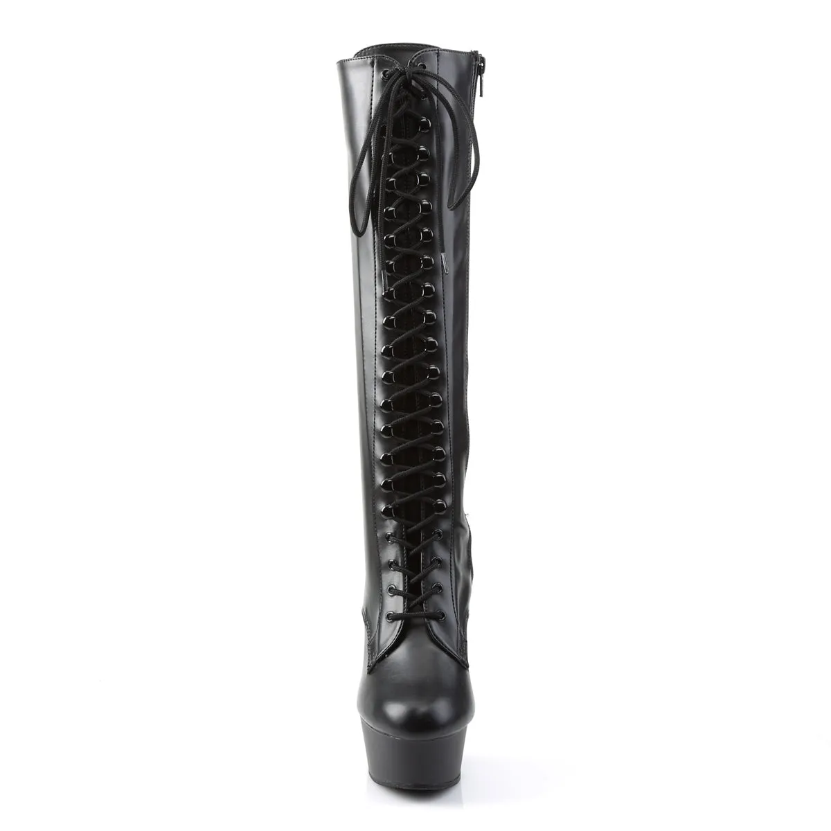 DELIGHT-2023 Pleaser Black Faux Leather Sexy Platform Shoes (Pole Dancing Heels)