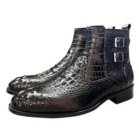 Double Buckle Genuine Leather Men's Chelsea Boots