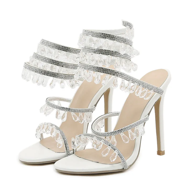 Embellished Around The Ankle Coil Heels