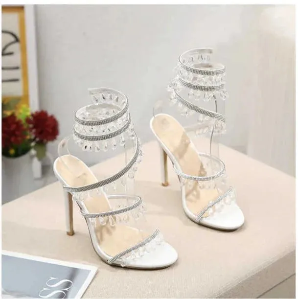 Embellished Around The Ankle Coil Heels