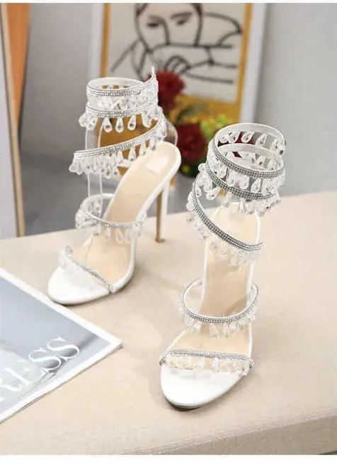 Embellished Around The Ankle Coil Heels