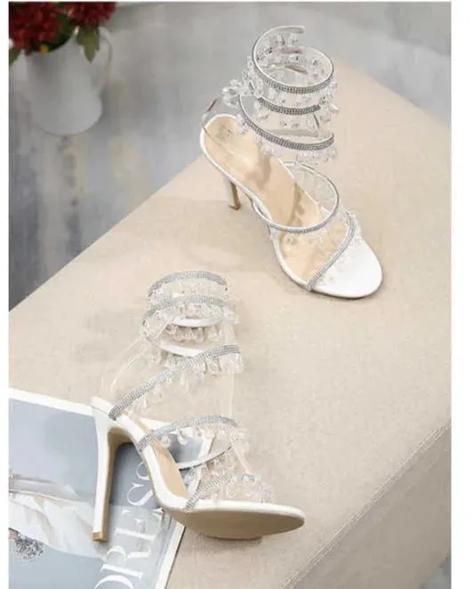 Embellished Around The Ankle Coil Heels