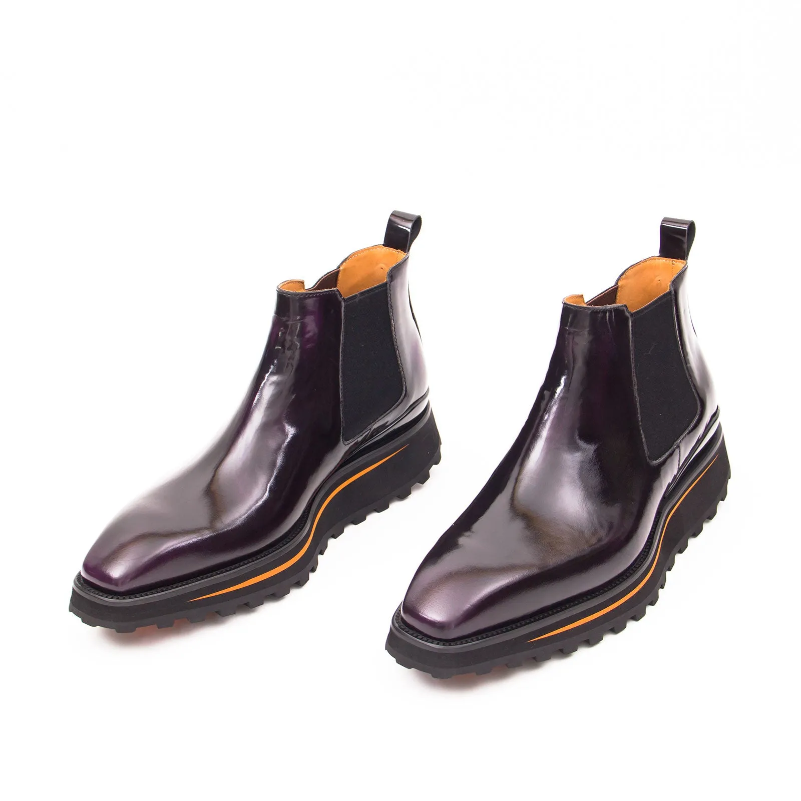 Foil leather Thick-Soled Chelsea Boot 2898 Purple
