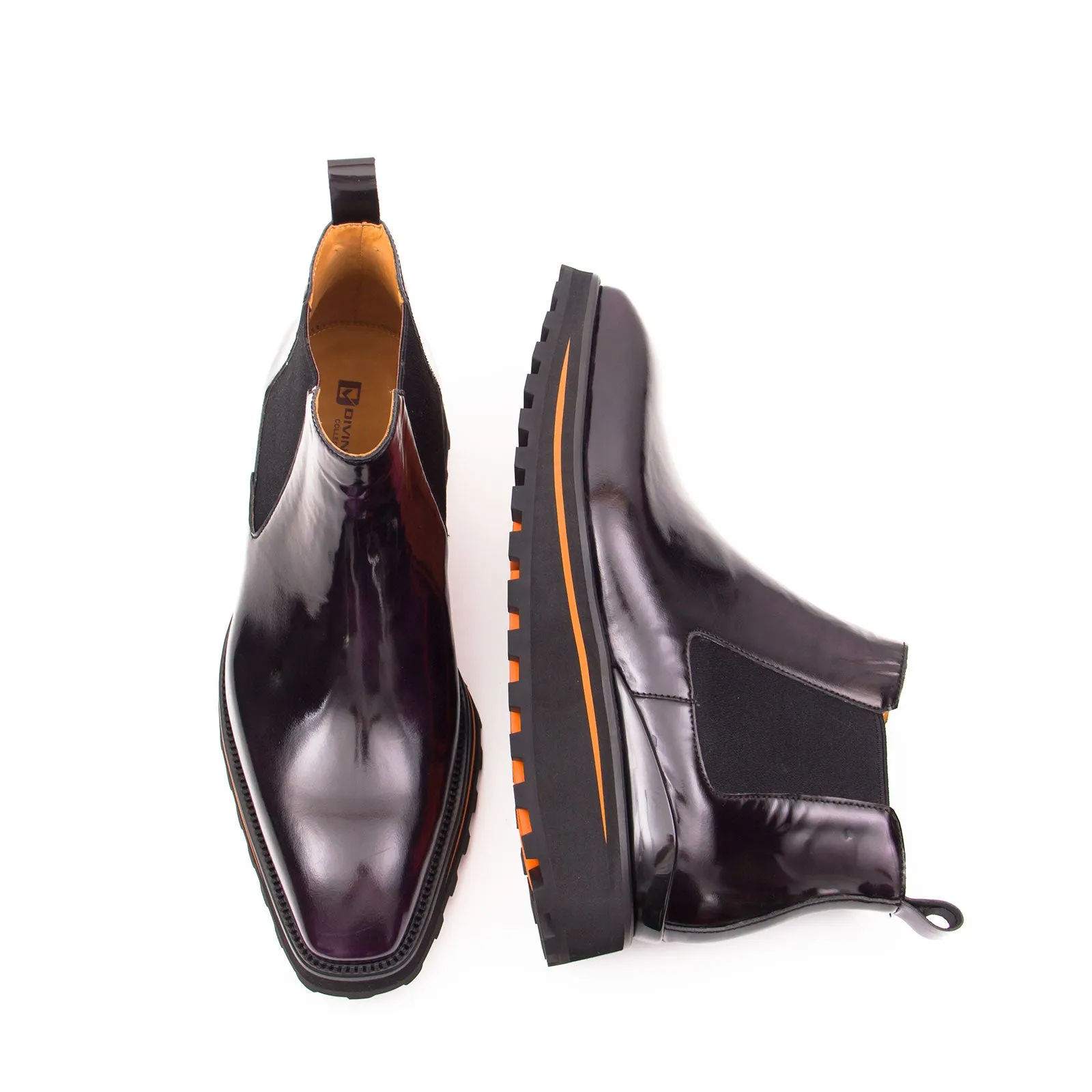 Foil leather Thick-Soled Chelsea Boot 2898 Purple