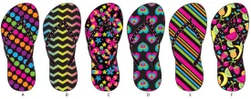 girls printed eva nubuck flip flops with rhinestone embellished upper Case of 72