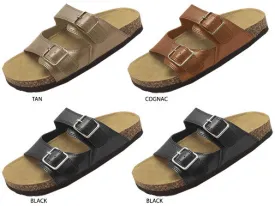 ladies footbed sandal with pu 2 strap upper Case of 24