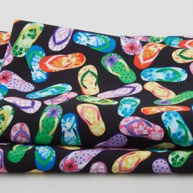 Let's Get Tropical - Flip Flops Black 2 Yard Cut