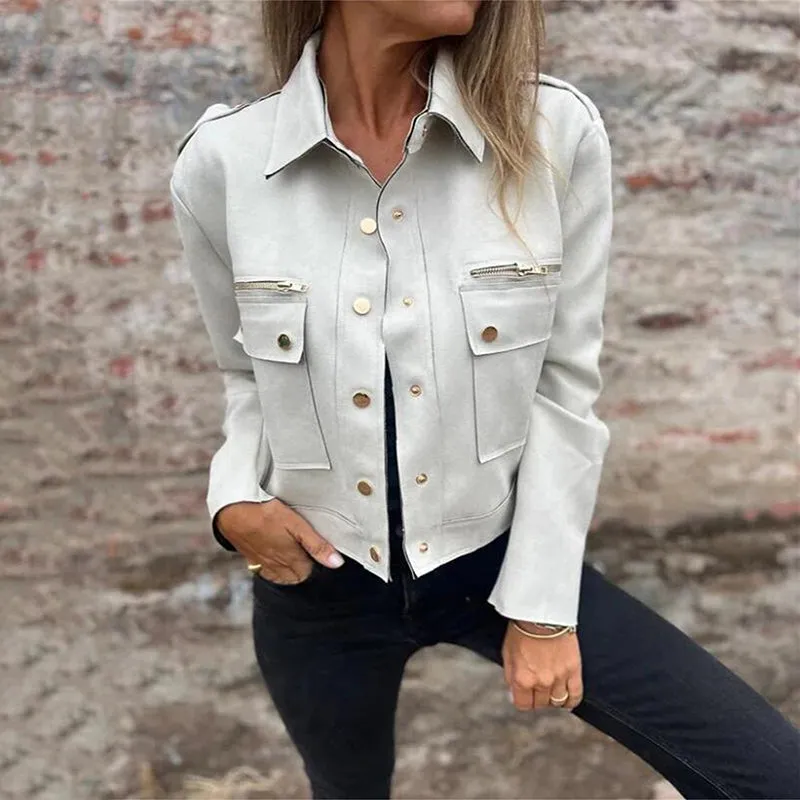 Limited Time 45% OFFWomen's Faux Suede Button-Down Utility Jacket