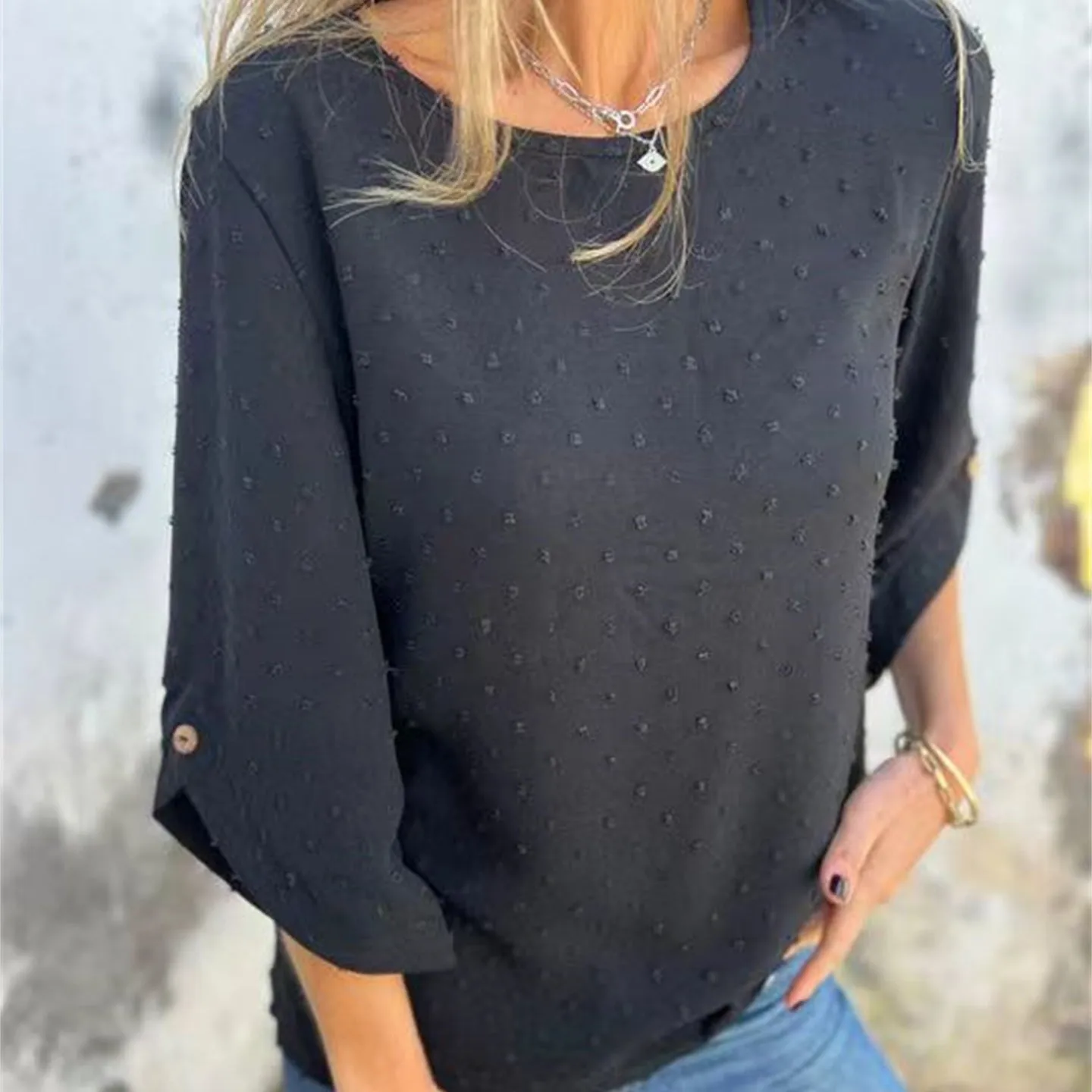 Limited Time 55% OFFWomen's Casual Round Neck Jacquard Top