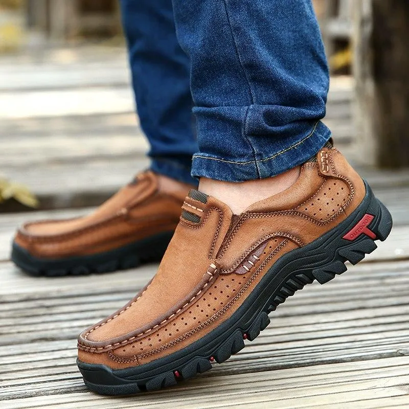 Men's Casual Shoes Leather Walking Shoes Casual Slip On Loafers