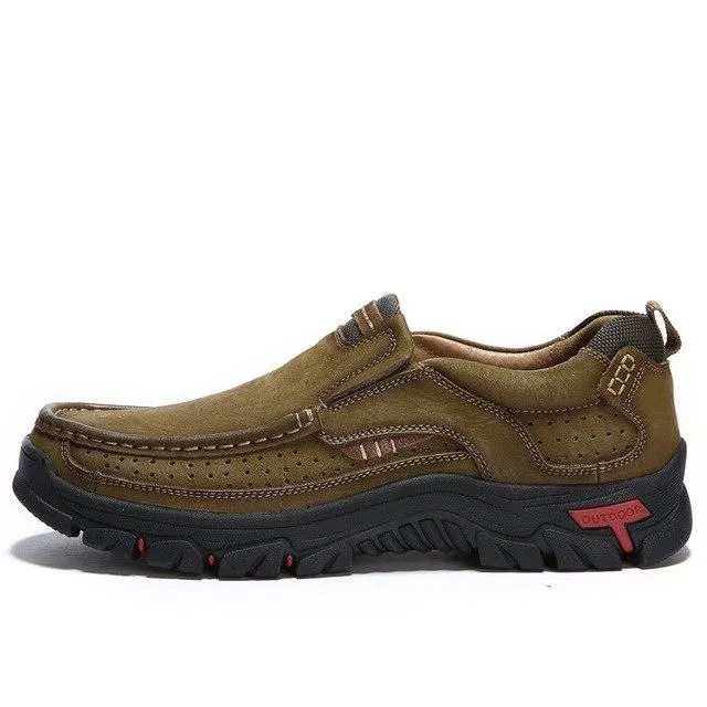 Men's Casual Shoes Leather Walking Shoes Casual Slip On Loafers