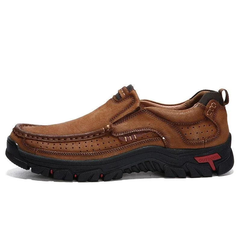 Men's Casual Shoes Leather Walking Shoes Casual Slip On Loafers