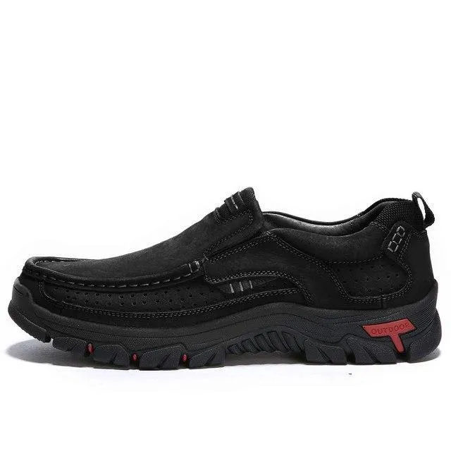 Men's Casual Shoes Leather Walking Shoes Casual Slip On Loafers