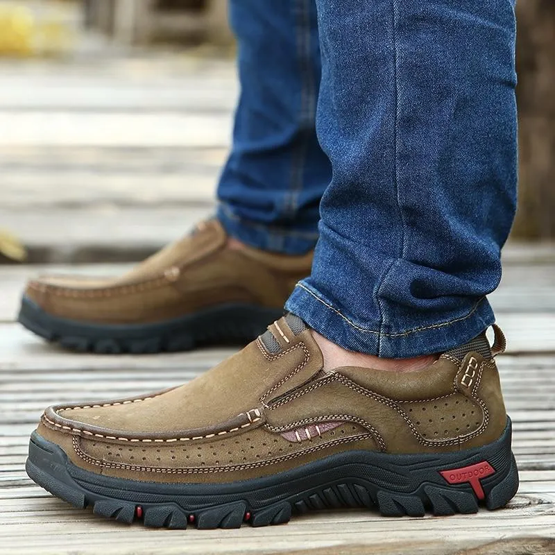 Men's Casual Shoes Leather Walking Shoes Casual Slip On Loafers