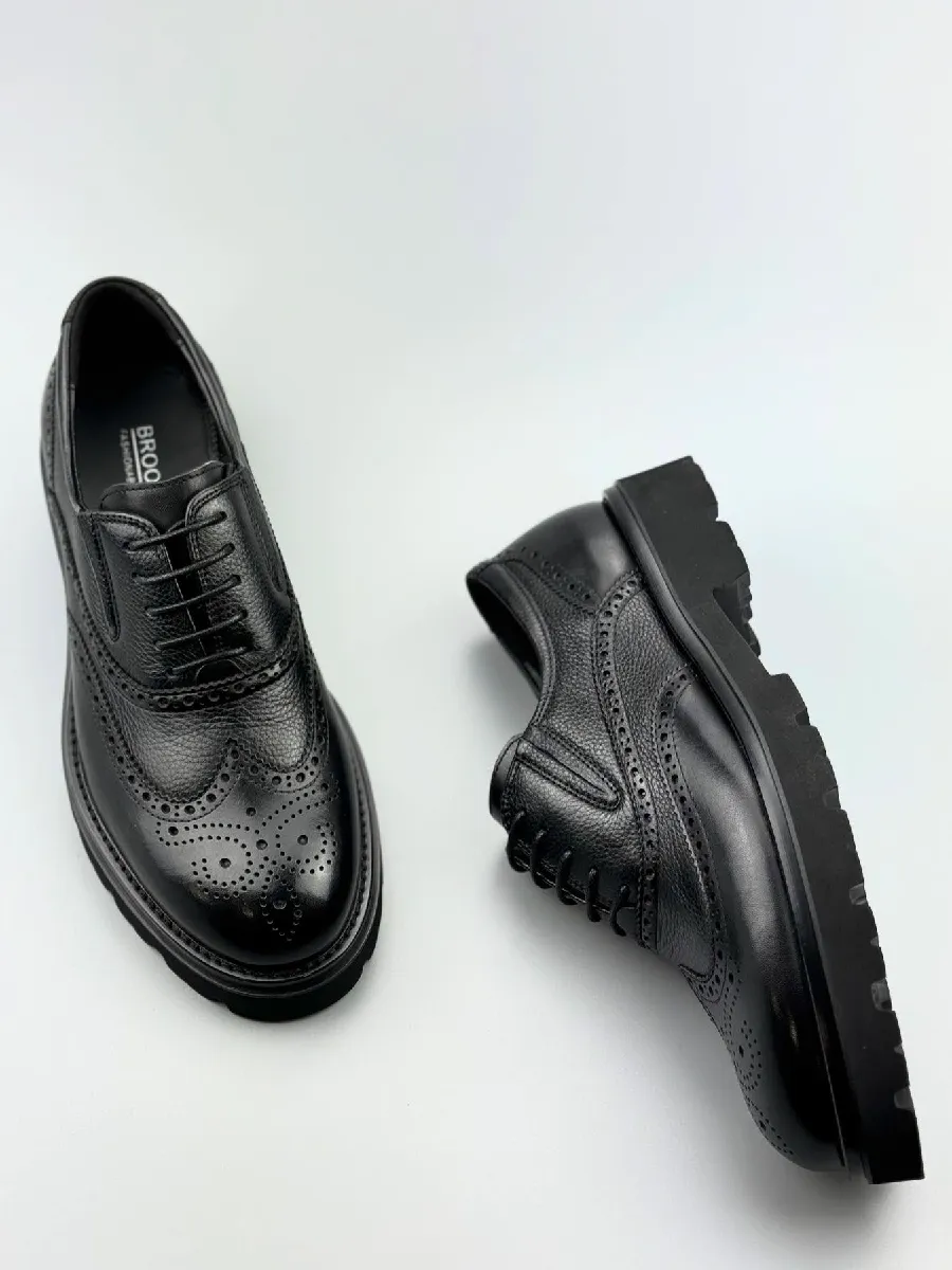 Men's Formal Shoes Brogue Carved Thick Sole Trendy Shoes