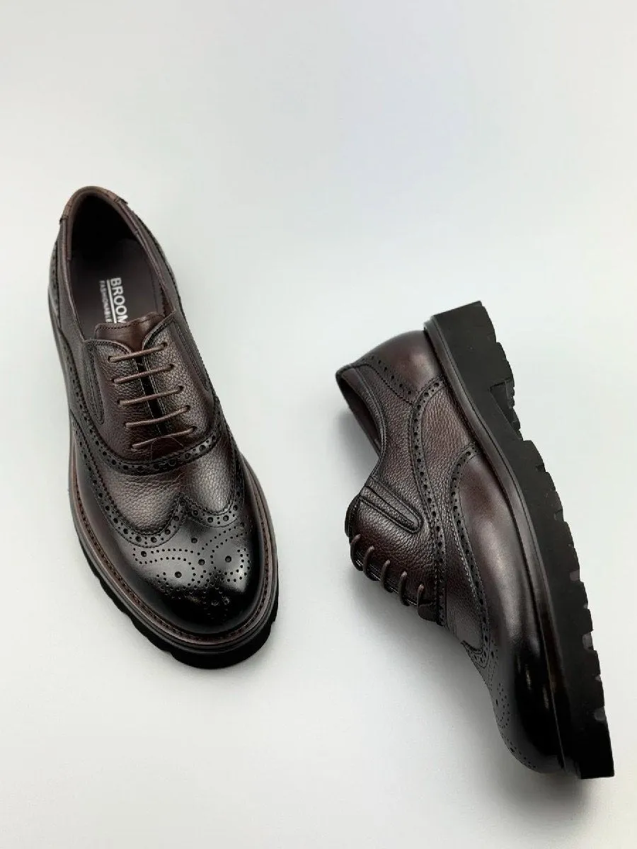 Men's Formal Shoes Brogue Carved Thick Sole Trendy Shoes