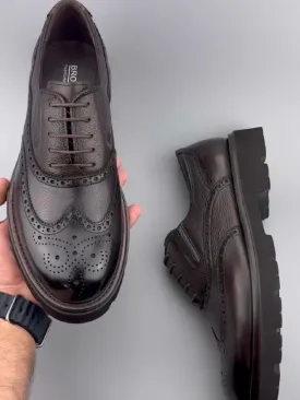 Men's Formal Shoes Brogue Carved Thick Sole Trendy Shoes