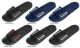 men's soccer slides with contrasting stripes & velcro strap Case of 36