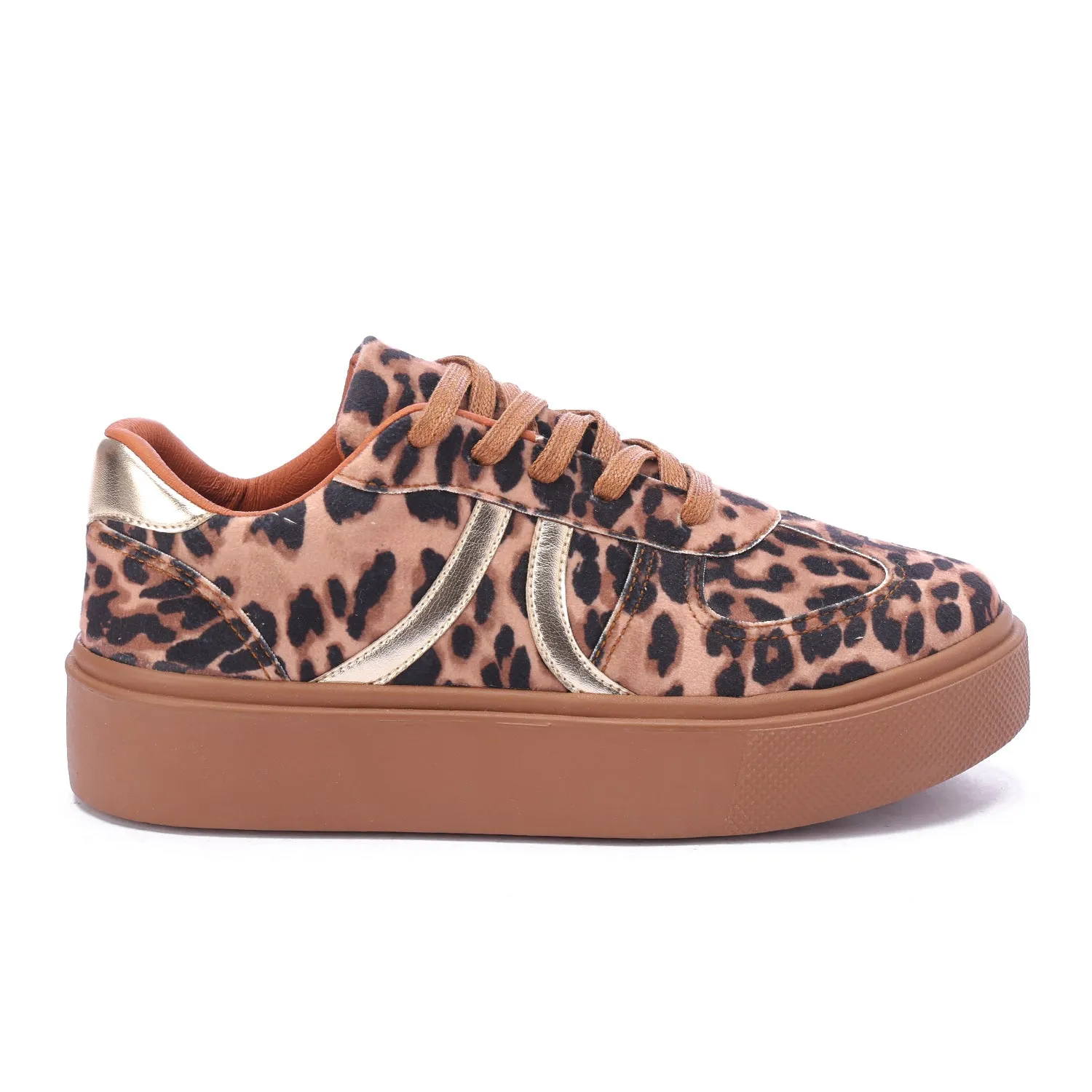 Metallic Stripe Textile Sneaker-Camel