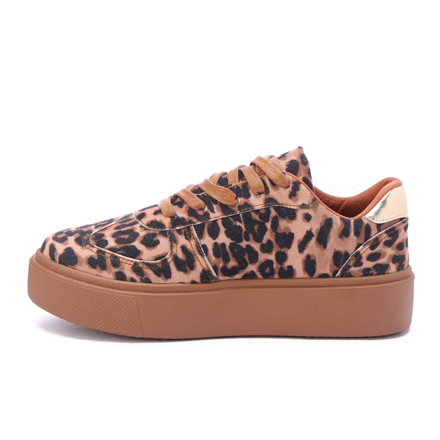 Metallic Stripe Textile Sneaker-Camel