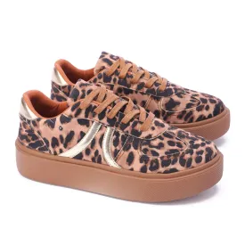 Metallic Stripe Textile Sneaker-Camel