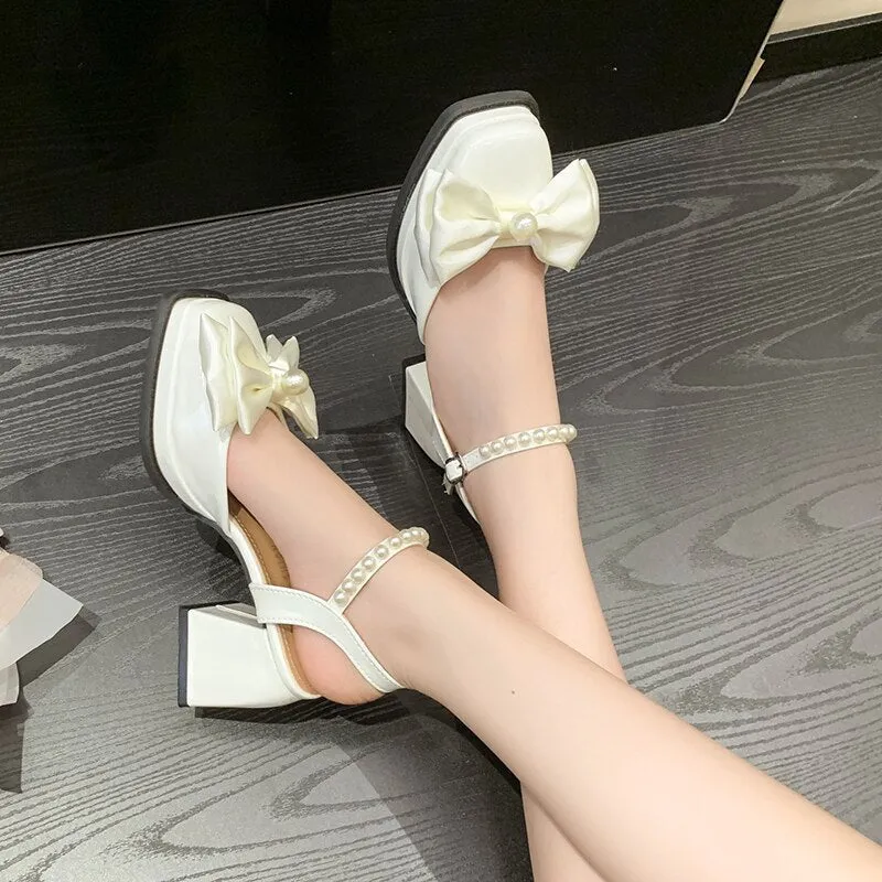 New Women Fashion High Heels Womens Spring Korean Style Versatile Closed Toe Sandals