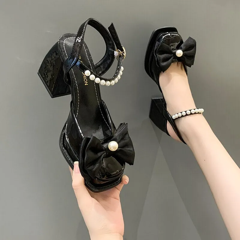 New Women Fashion High Heels Womens Spring Korean Style Versatile Closed Toe Sandals