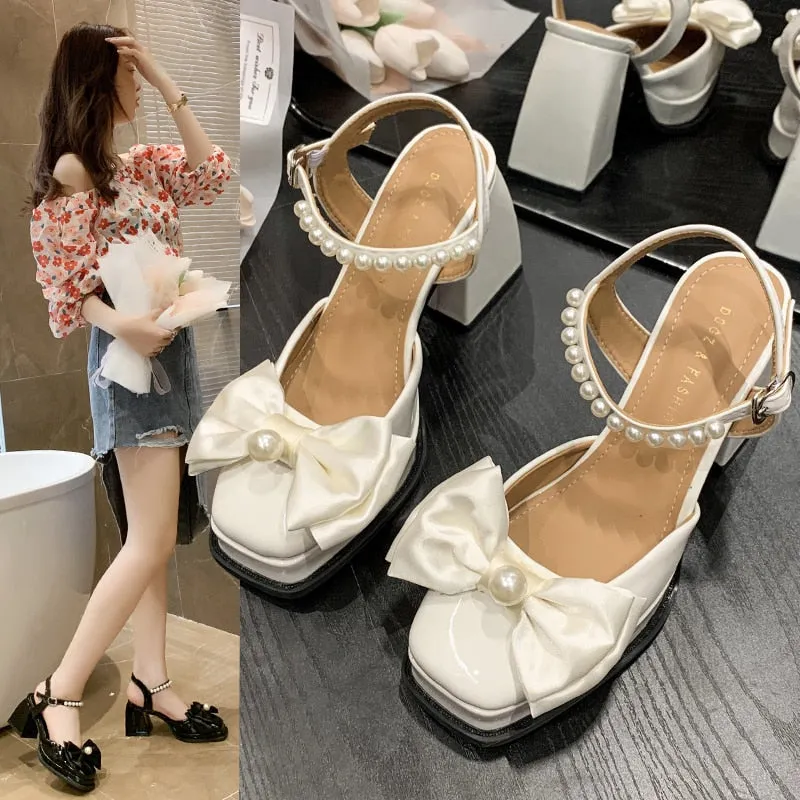 New Women Fashion High Heels Womens Spring Korean Style Versatile Closed Toe Sandals