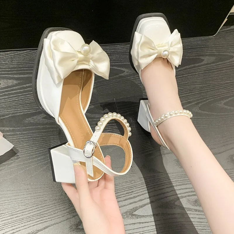 New Women Fashion High Heels Womens Spring Korean Style Versatile Closed Toe Sandals
