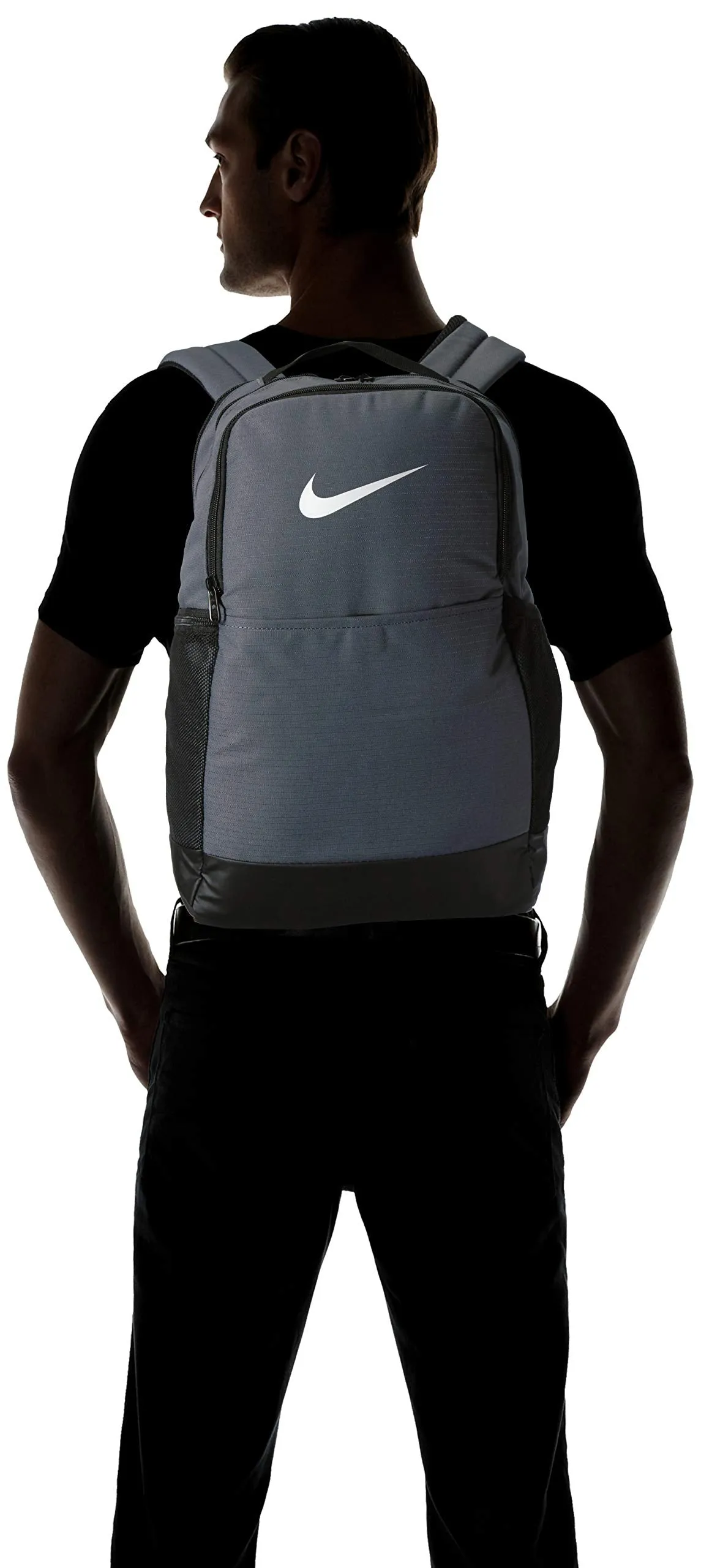 Nike Brasilia Medium Training Backpack, Nike Backpack for Women and Men with Secure Storage & Water Resistant Coating, Flint Grey/Black/White