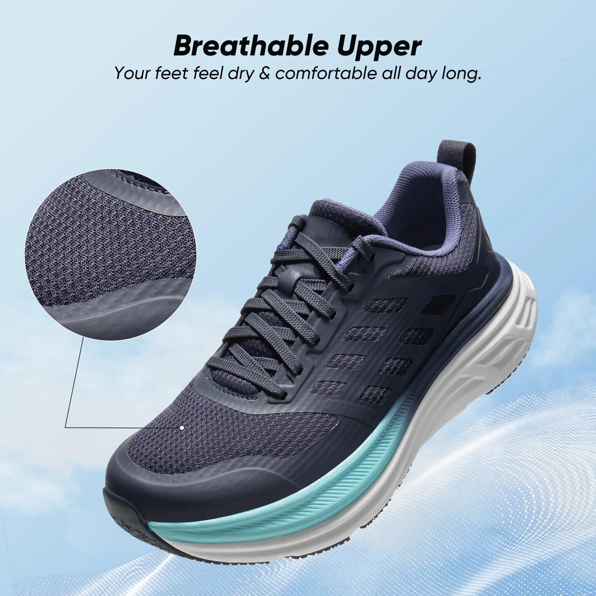 NORTIV 8 Women's Walking Shoes Cushion Running Tennis Shoes ActiveFloat Non-Slip Comfortable Breathable Workout Gym Sports Athletic Fashion Sneakers,Size 6,Blue,SNWS245W