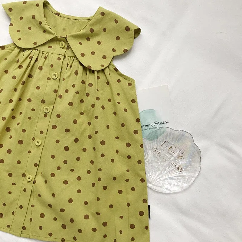 Polka Dot Ruffle Sleeveless Dress