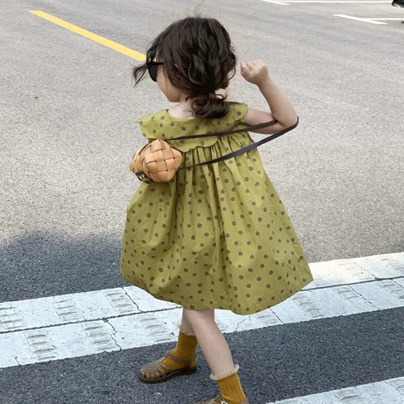 Polka Dot Ruffle Sleeveless Dress