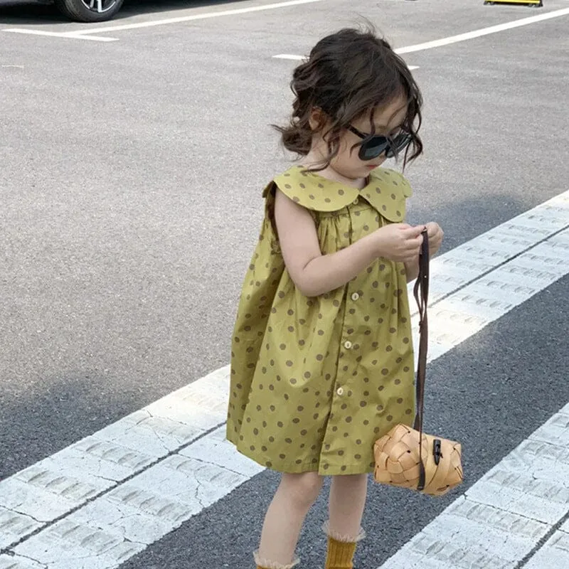 Polka Dot Ruffle Sleeveless Dress