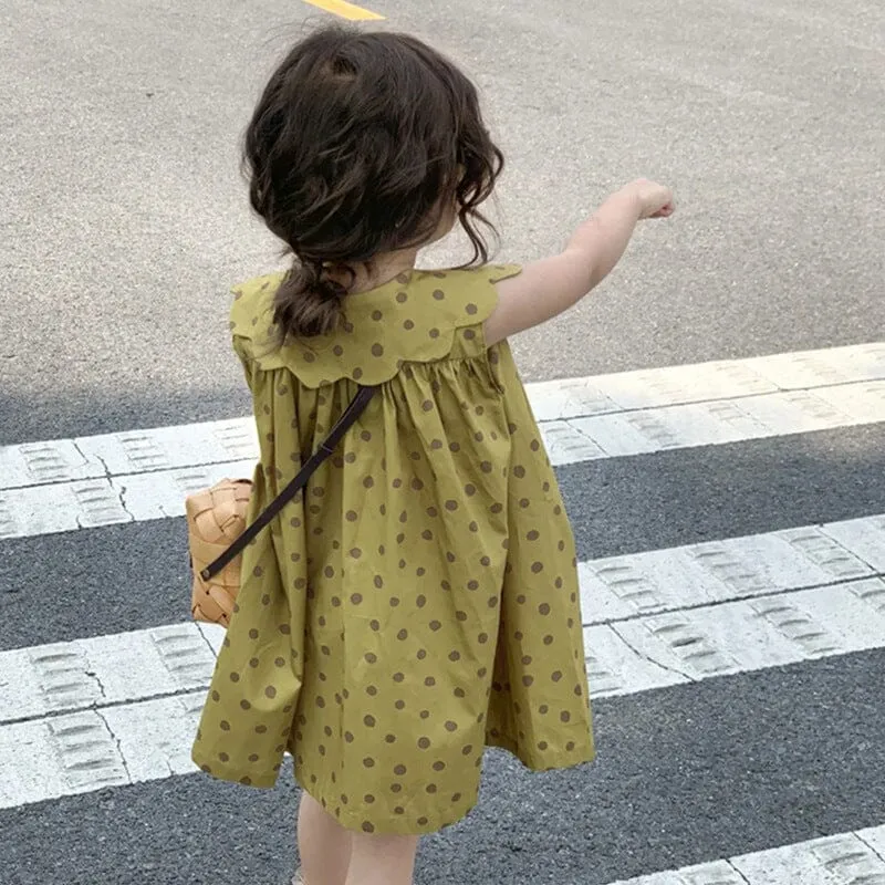 Polka Dot Ruffle Sleeveless Dress