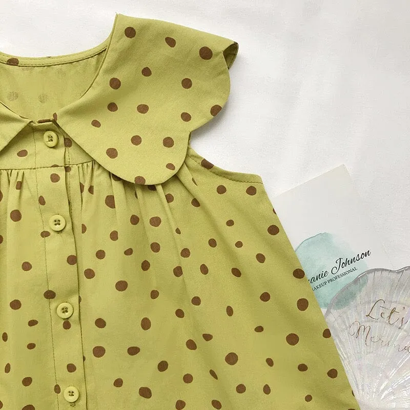 Polka Dot Ruffle Sleeveless Dress